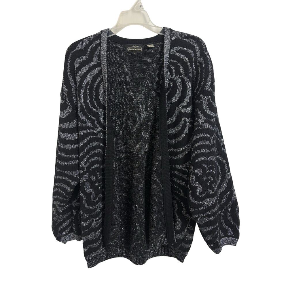 Vtg 90s Renee Tener Jeanne Pierre Lambswool Blend Cardigan Medium Metalic Knit